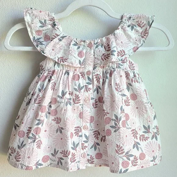 Join- Girl's Flower Print Ruffled Cotton Princess Blouse, Sz 3T - Picture 3 of 3